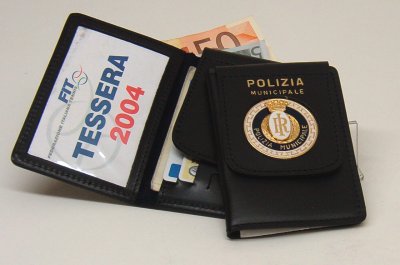 Portatessera placca rotonda Polizia Municipale