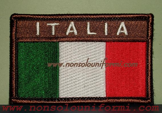 Ricamo Bandiera Italia Kaki 75X50mm c. velcro Ricamo Bandiera Italia Kaki 75X50mm c. velcro
