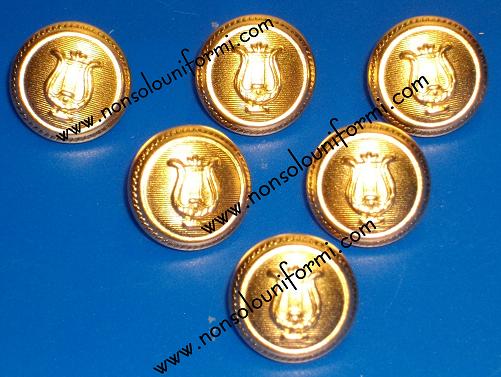 Bottoni oro per tasche/spalline con cetra (Conf. 6 Bottoni)