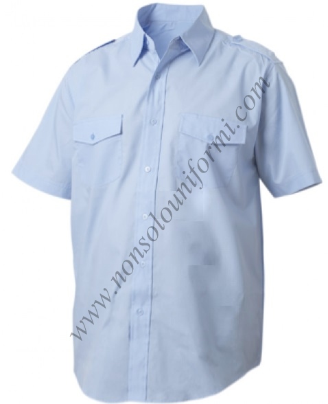 Camicia policot. M/C tipo militare celeste