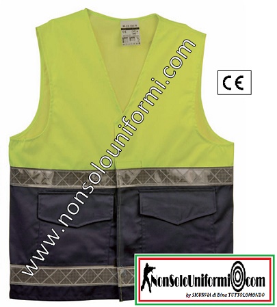 Gilet Policotone Giallo/Blu con bande A.V. Reflexite