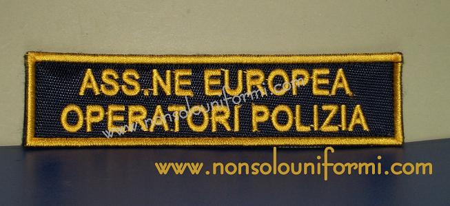 Listello Ricamato 30x120mm c. velcro " Ass. Eur. Op. POLIZIA"