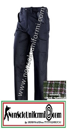 Pantalone multitasche blu navy per divisa felpato .