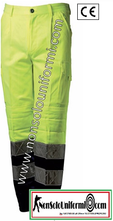 Pantalone policotone Giallo/Blu con bande A.V. Reflexite
