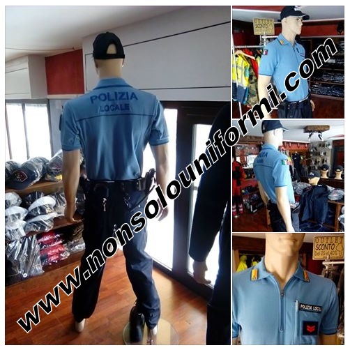 Polo in cotone con ricamo "POLIZIA LOCALE" Polo in cotone con ricamo "POLIZIA LOCALE"