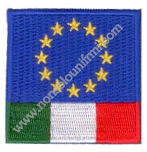Bandiera ricamata 50 x 50 mm CEE-ITALIA con velcro