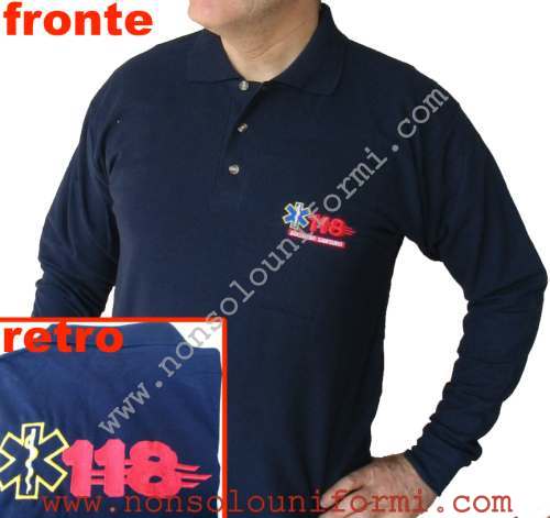 Polo m/c colore blu navy con ricamo 118